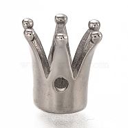 304 Stainless Steel Beads, Crown, Stainless Steel Color, 13.5x11x12.5mm, Hole: 1.8mm, 5mm Inner Diameter(STAS-L243-053P)