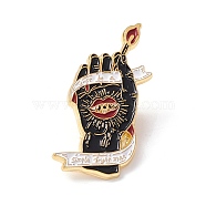 Just Be A Simple Bright Man Enamel Pin, Hand with Matchstick Alloy Brooch for Backpack Clothes, Light Gold, Black, 38x20x1.5mm(FIND-K005-03LG)