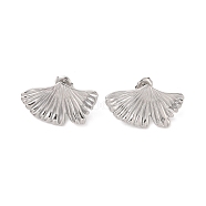 Non-Tarnish Leaf 304 Stainless Steel Stud Earrings for Women, Leaf, Leaf, 17x29mm(EJEW-L272-034P-05)