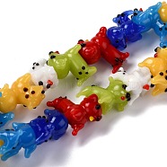 Handmade Lampwork Beads Strands, Cartoon Dog, Colorful, 14.5~17x12~15x16~18mm, Hole: 2mm, about 25pcs/strand, 13.19 inch(33.5cm)(LAMP-I022-17)