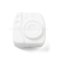 Camera Food Grade Eco-Friendly Silicone Focal Beads, Chewing Beads For Teethers, DIY Nursing Necklaces Making, White, 24x23x12mm, Hole: 2mm(SIL-C007-16C)