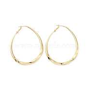 Brass Twist Teardrop Big Hoop Earrings for Women, Cadmium Free & Nickel Free & Lead Free, Real 18K Gold Plated, 64x51.5x4.5mm, Pin: 0.8mm(EJEW-P206-04G)