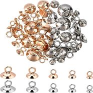 60Pcs 10 Style 201 Stainless Steel Bead Cap Pendant Bails, for Globe Glass Bubble Cover Pendants, Rose Gold & Stainless Steel Color, 5~7x4~10mm, Hole: 2.5~3mm, 6Pcs/style(STAS-UN0028-25)