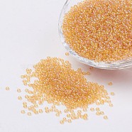 12/0 Grade A Round Glass Seed Beads, Transparent Colours Rainbow, Light Goldenrod Yellow, 12/0, 2x1.5mm, Hole: 0.9mm, about 30000pcs/bag(SEED-Q010-F534)