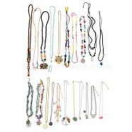 Natural & Synthetic Gemstone and Wood and Glass Necklaces Kits, Mixed Style, Mixed Color, 14.17 ~36.22 inch(36~92cm), 5pcs/set(NJEW-XCP0001-44)