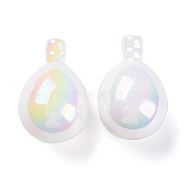 UV Plated Acrylic Beads, Iridescent, Teardrop, White, 26.5x18mm, Hole: 1.8mm(SACR-C003-03G)