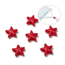 Star PVC Plastic Cord Lock for Mouth Cover, Anti Slip Cord Buckles, Rope Adjuster, Red, 10.5x10.5x4mm, Hole: 2.5x4mm(KY-D013-01C)