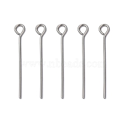 Tarnish Resistant 304 Stainless Steel Eye Pin, Stainless Steel Color, 25mm, Hole: 2mm, Pin: 0.7mm(STAS-R045-25mm)