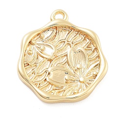 Brass Pendans, Flower Charms, Real 18K Gold Plated, 14.5x13x2mm, Hole: 1mm(X-KK-L217-001G-01)