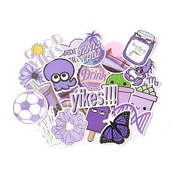 Mix Pattern Cartoon Stickers, Vinyl Waterproof Decals, for Water Bottles Laptop Phone Skateboard Decoration, Lilac, 5.3x3.1x0.02cm,50pcs/bag(DIY-A025-03E)