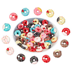 42Pcs 14 Styles Opaque Resin Decoden Cabochons, Imitation Food, Strawberry Donut, Mixed Color, 9~13x21~22mm, 3pcs/style(FIND-CA0007-33)