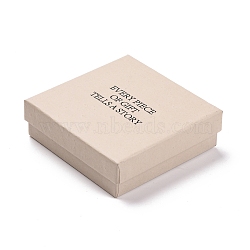 Cardboard Jewelry Packaging Boxes, with Sponge Inside, for Rings, Small Watches, Necklaces, Earrings, Bracelet, Square with Words, PapayaWhip, 9.15x9.15x2.9cm(CON-B007-05C-02)
