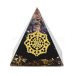 Orgonite Pyramid Resin Energy Generators, Reiki Obsidian Chips Inside for Home Office Desk Decoration, Angel & Fairy, 50x50x50mm(G-PW0007-081D)