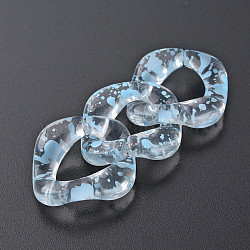 Transparent Acrylic Linking Rings, Quick Link Connectors, for Curb Chains Making, Twist Oval, Light Sky Blue, 31x29x7mm, Inner Diameter: 11x17mm(OACR-N009-016A-08)