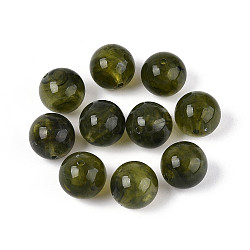 Round Acrylic Imitation Gemstone Beads, Dark Olive Green, 15~16mm, Hole: 1.8mm(X-OACR-R029-16mm-02A)