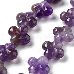 Natural Amethyst Beads Strands, 4-Petal Flower, 14x14x5.5mm, Hole: 1.2mm, about 15pcs/strand, 7.87''(20cm)(G-P520-A07-01)