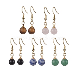 Gemstone Dangle Earring, with 304 Stainless Steel Earring Hooks, 33x8mm(EJEW-JE05761)