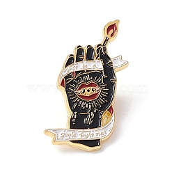 Just Be A Simple Bright Man Enamel Pin, Hand with Matchstick Alloy Brooch for Backpack Clothes, Light Gold, Black, 38x20x1.5mm(FIND-K005-03LG)