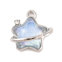 Alloy & Resin Pendants, Planet Charms, Platinum, Star, 16x17x7.5mm, Hole: 1.8mm(FIND-G081-01C-P)