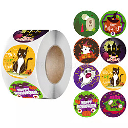 500Pcs Round Halloween Stickers, Self-Adhesive Stickers, for DIY Decorations, Mixed Color, 55mm, Hole: 28mm(X-AJEW-S090-03B)