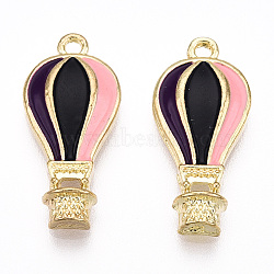 Alloy Pendants, with Enamel, Hot Air Balloon, Light Gold, Colorful, 21.5x10x3mm, Hole: 1.2mm(X-PALLOY-S177-04A)