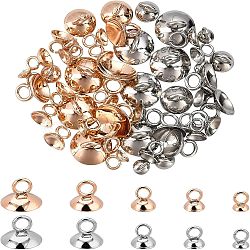 60Pcs 10 Style 201 Stainless Steel Bead Cap Pendant Bails, for Globe Glass Bubble Cover Pendants, Rose Gold & Stainless Steel Color, 5~7x4~10mm, Hole: 2.5~3mm, 6Pcs/style(STAS-UN0028-25)