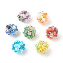 7Pcs 7 Colors Electroplated Glass Woven Beads, Cluster Beads, Mixed Color, 23x21x21mm, Hole: 6mm, 1pc/color(EGLA-JF-6MM-M01)