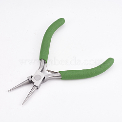 45# Carbon Steel Round Nose Pliers, Hand Tools, Polishing, Lime Green, 11.5x8.9x0.9cm(PT-L004-41)
