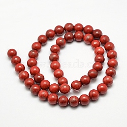 Natural Howlite Beads, Dyed, Round, Red, 8mm, Hole: 1mm, about 47pcs/strand, 15.5 inch(X-G-G904-8mm-03)