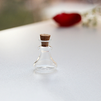 Miniature Glass Empty Wishing Bottles, with Cork Stopper, Micro Landscape Garden Dollhouse Accessories, Photography Props Decorations, White, 22x27mm