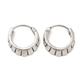 316 Surgical Stainless Steel Hoop Earrings, Ring, Antique Silver, 15.5x15.5mm