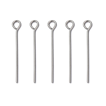 304 Stainless Steel Eye Pin, Stainless Steel Color, 25mm, Hole: 2mm, Pin: 0.7mm