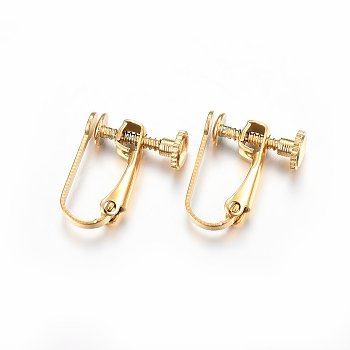 Ion Plating(IP) 304 Stainless Steel Clip-on Earring Findings, Golden, 15x12.5x5mm