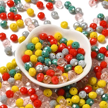 Glass Beads, Faceted, Rondelle, Gray, 8x6mm, Hole: 1mm, about 145pcs/60g