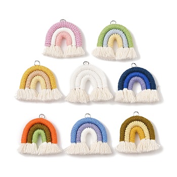 Polypropylene Pendants, with Alloy Findings, Rainbow, Mixed Color, 40~41x42~53x7mm, Hole: 5mm