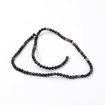 Natural Imperial Jasper Beads Strands, Dyed, Round, Black, 391x4mm, Hole: 1mm, about 90pcs/strand