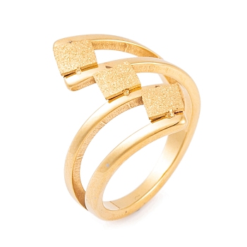 304 Stainless Steel Square Finger Ring for Women, Golden, 22mm, US Size 6~9(16.5~18.9mm)