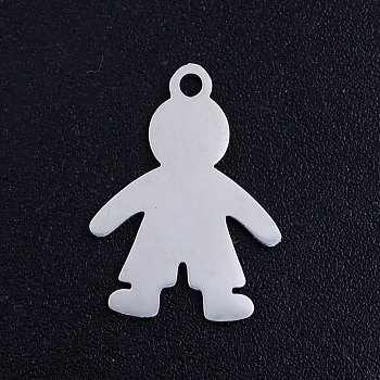 Non-Tarnish 304 Stainless Steel Pendants, Blank Stamping Tag, Boy, Stainless Steel Color, 17x12x1mm, Hole: 1.4mm