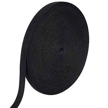 Cotton Ribbon, Herringbone Ribbon, Clothing Accessories, Black, 5/8 inch(15mm), about 49.21 Yards(45m)/Roll