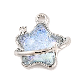 Alloy & Resin Pendants, Planet Charms, Platinum, Star, 16x17x7.5mm, Hole: 1.8mm