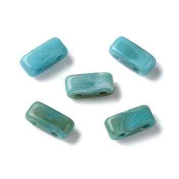 Opaque Acrylic Slide Charms, Rectangle, Dark Turquoise, 2.3x5.2x2mm, Hole: 0.8mm