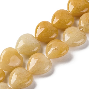 Natural Topaz Jade Beads Strands, Heart, 14~14.5x13.5~14x6~6.5mm, Hole: 1mm, about 28pcs/strand, 15.16''(38.5cm)