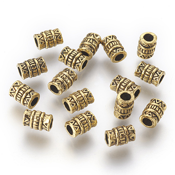 Tibetan Style Alloy Beads, Cadmium Free & Lead Free, Column, Antique Golden, 7x5mm, Hole: 2.7mm