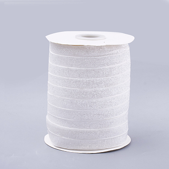 Glitter Sparkle Ribbon, Polyester & Nylon Ribbon, White, 3/8 inch(9.5~10mm), about 50yards/roll(45.72m/roll)