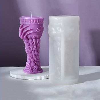Halloween 3D Holy Cup DIY Candle Silicone Molds, for Scented Candle Making, Skull, 17x7.8cm, Inner Diameter: 5.4cm