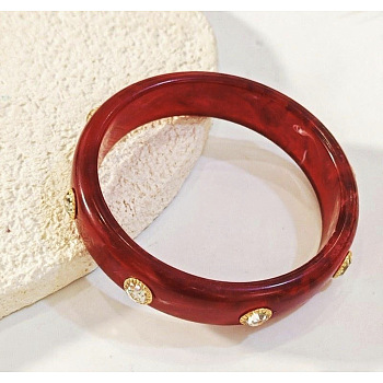 Fashionable Acrylic Rhinestone Bangles for Women, Ring, Dark Red, 3.15 inch(8cm), Inner Diameter: 2.56 inch(6.5cm)