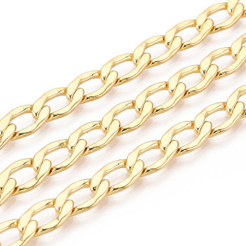 Brass Curb Chains, Soldered, with Spool, Golden, 10.5x6x1mm, about 32.81 Feet(10m)/Roll