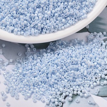 MIYUKI Delica Beads, Cylinder, Japanese Seed Beads, 11/0, (DB1507) Opaque Light Sky Blue AB, 1.3x1.6mm, Hole: 0.8mm, about 2000pcs/10g