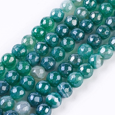 6mm Green Round Banded Agate Beads