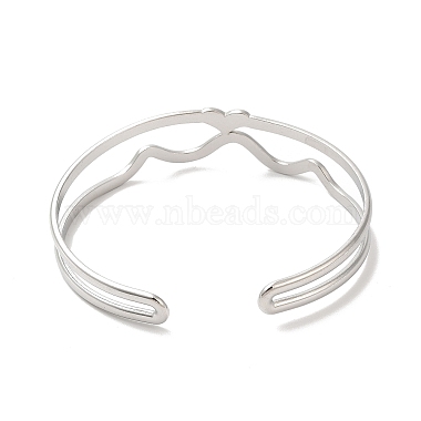 304 Stainless Steel Heart Wave Cuff Bangles(BJEW-L682-028P)-2